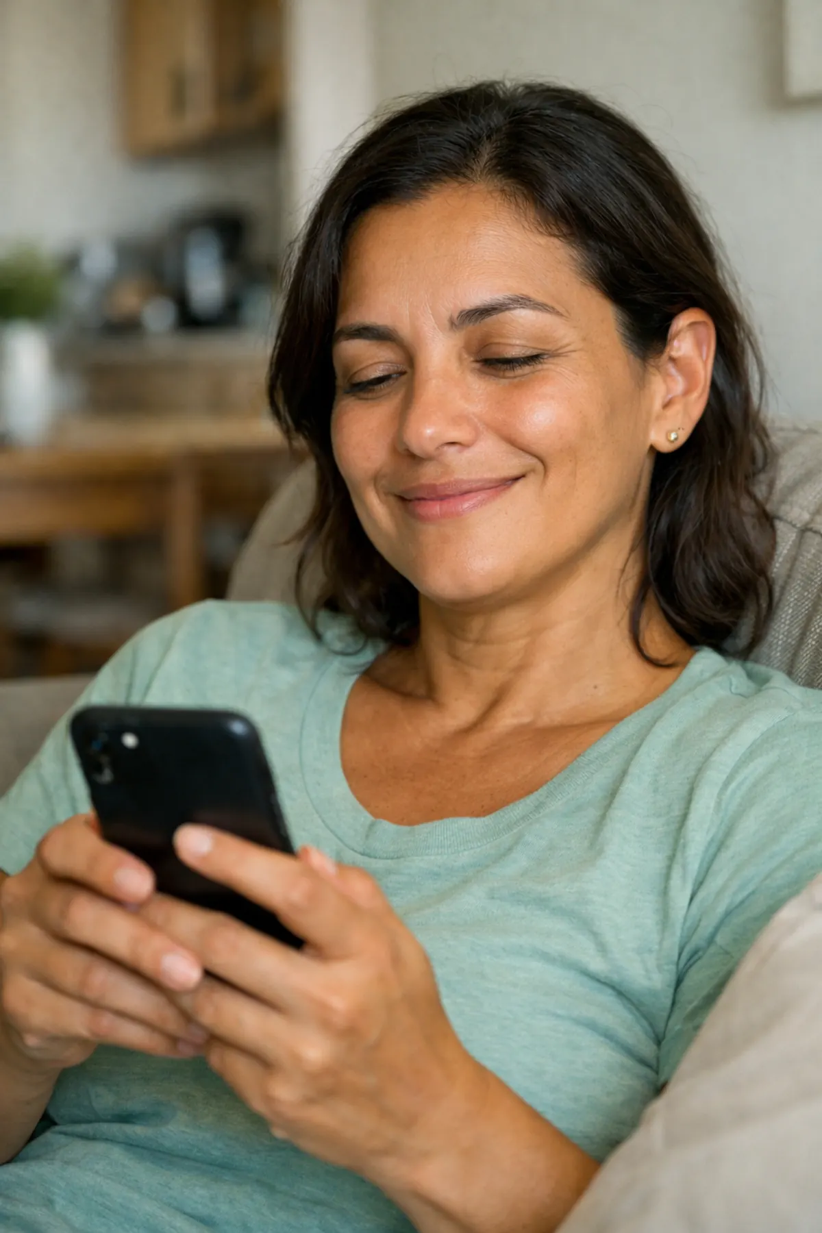 Pessoa usando o celular com tranquilidade